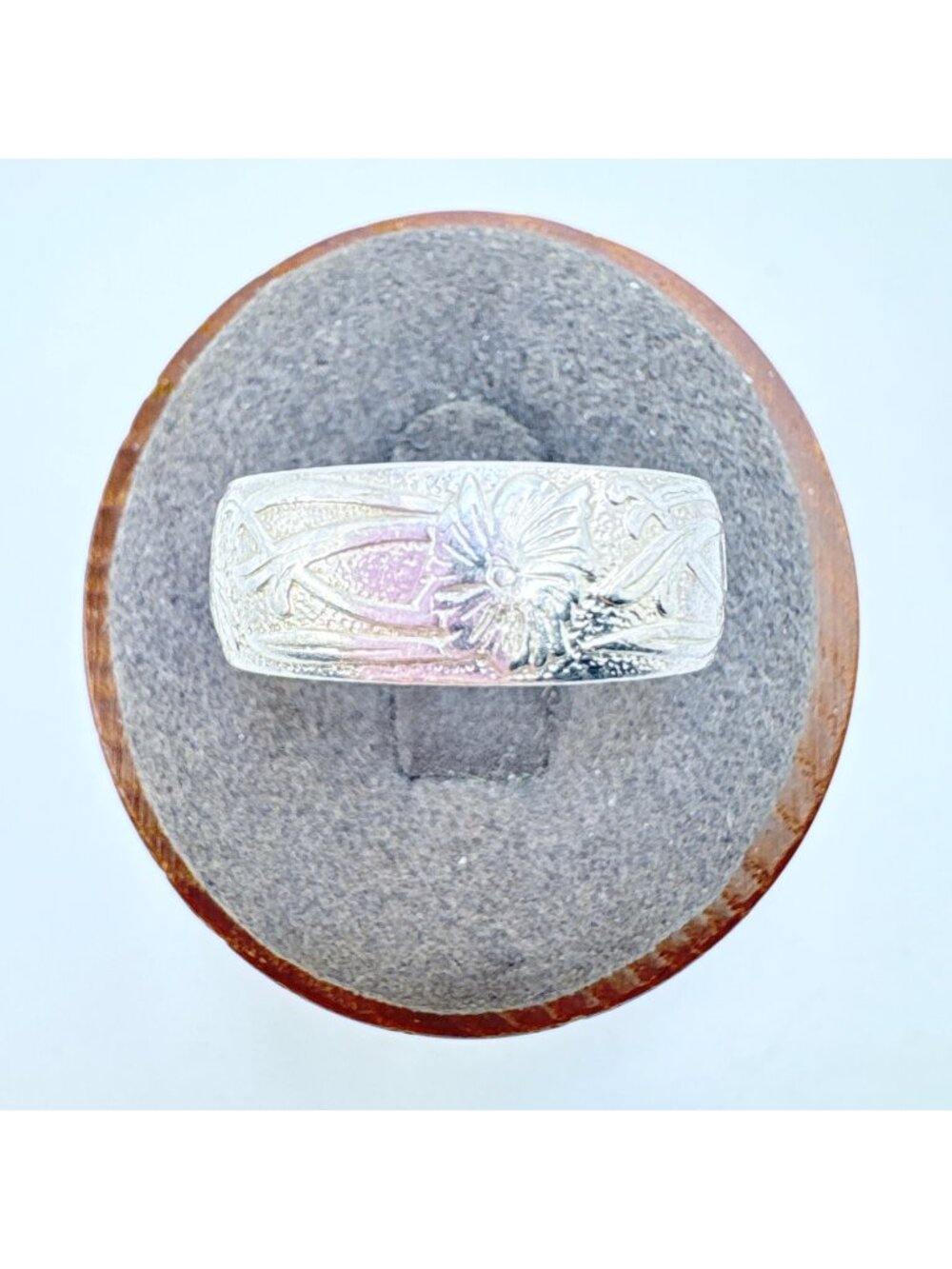 Engraved Sterling Silver 925 Floral Design Wedding Band Ring Size 10